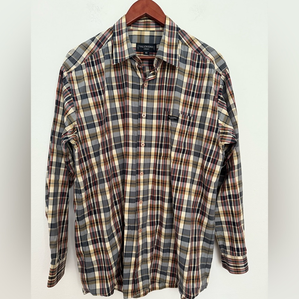 Valentino Men's Checkered Shirt - Black, White, Brown
